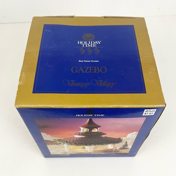 Holiday Time Vintage Village Hand Painted Porcelain Light Up Gazebo New In Box - Picture 6 of 14